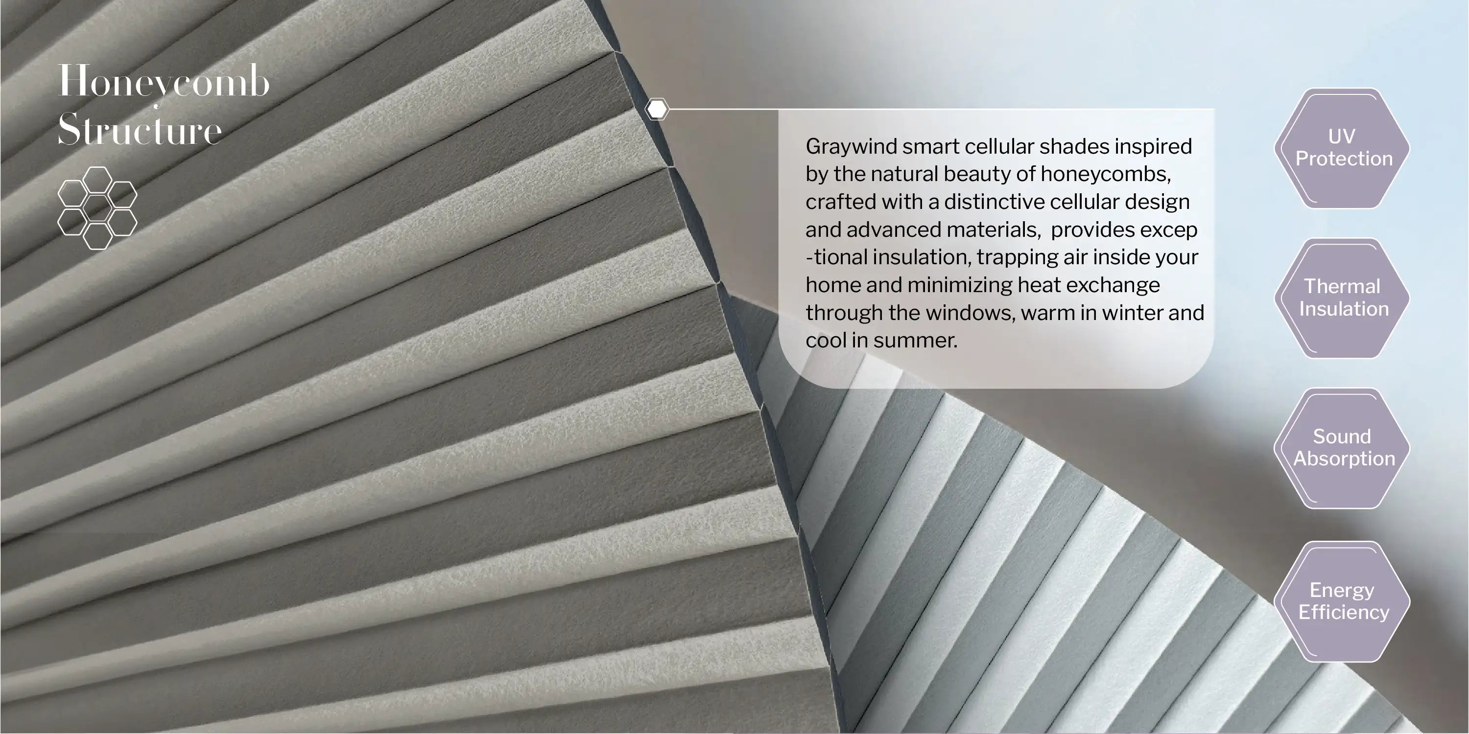 Honeycomb structure of cellular shades.