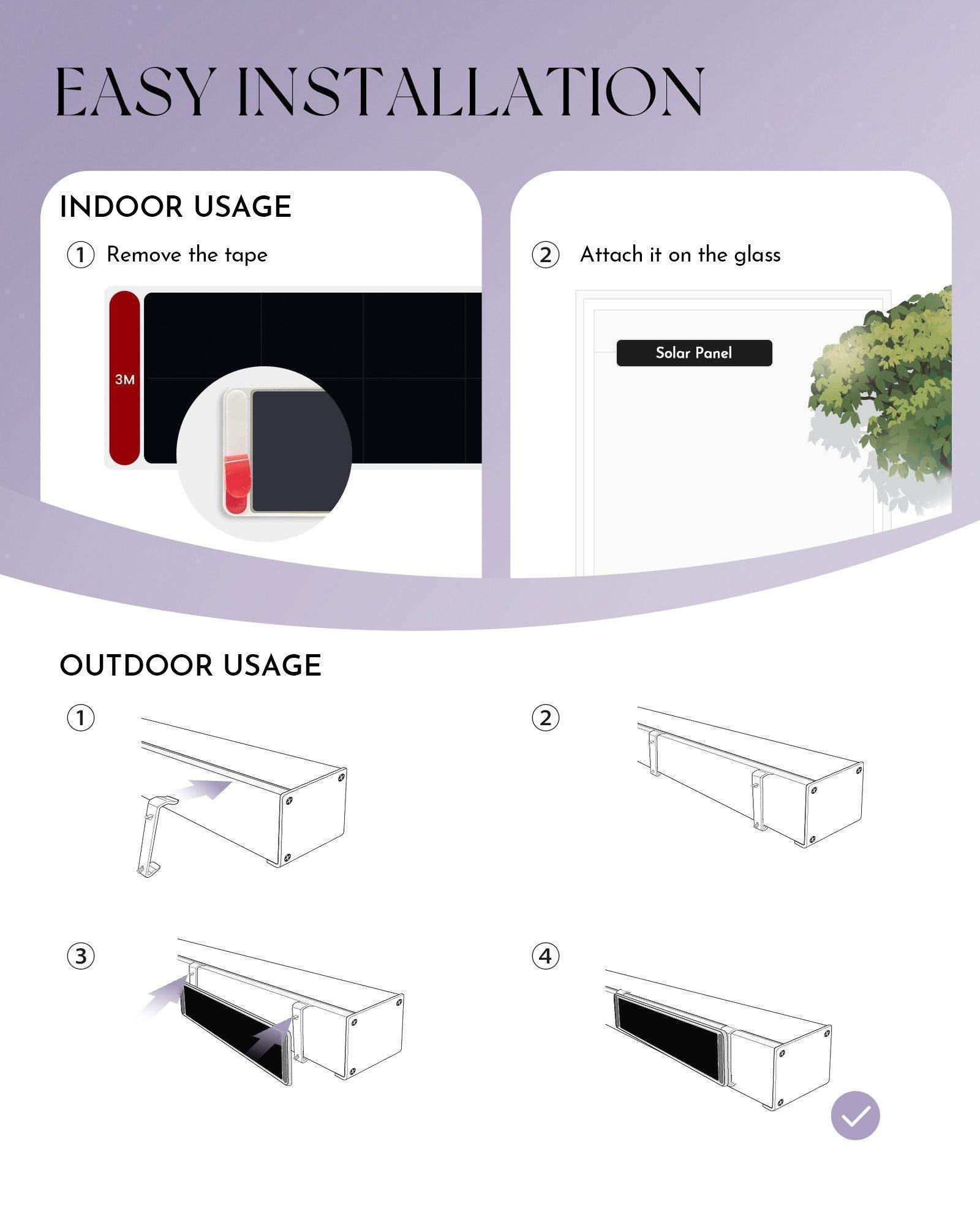 Graywind Solar Panels for Rechargeable Motorized Roller Shades Blinds Indoors and Outdoors