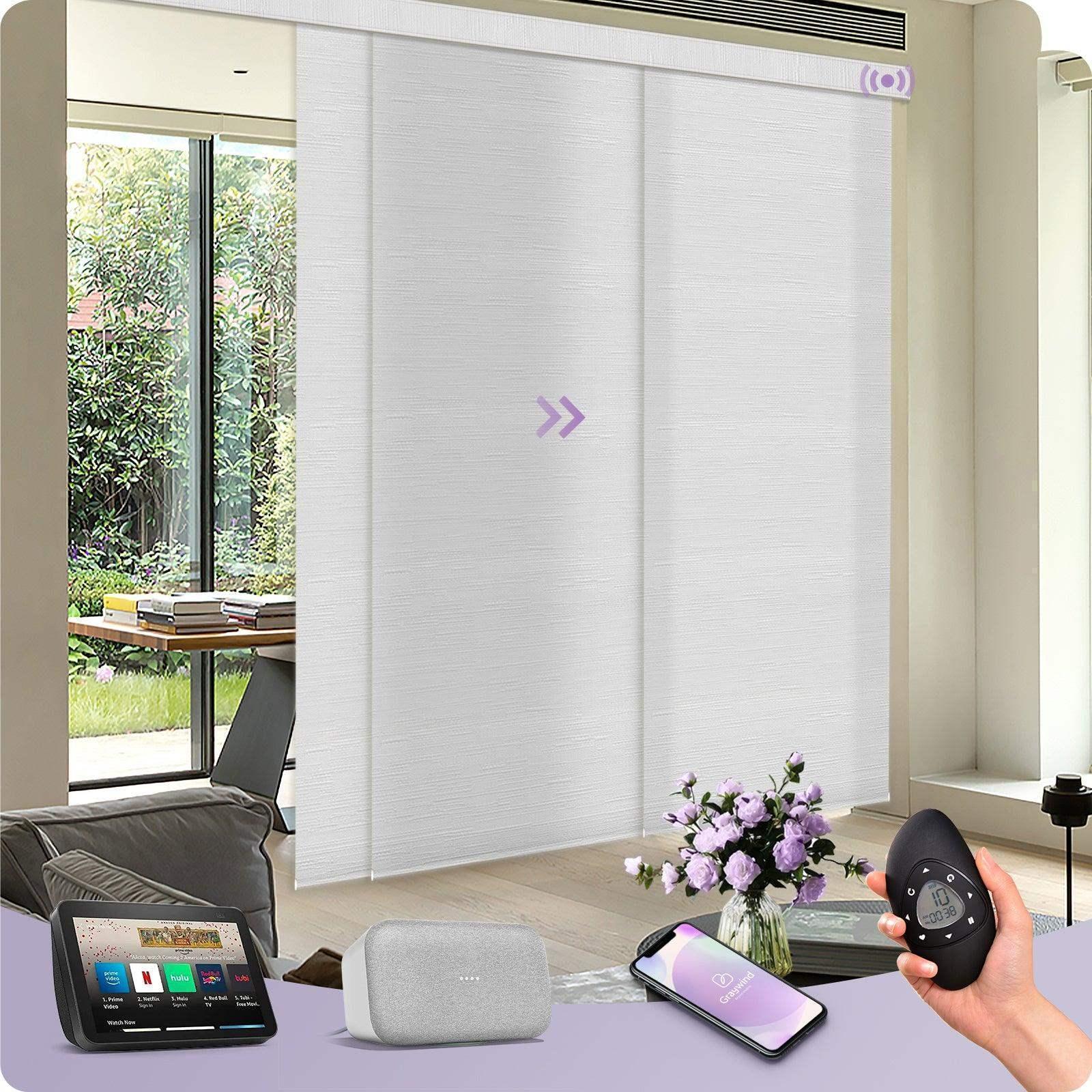 Graywind Motorized Light Filtering Panel Track Blinds | Textured Series | Custom Width to 177"