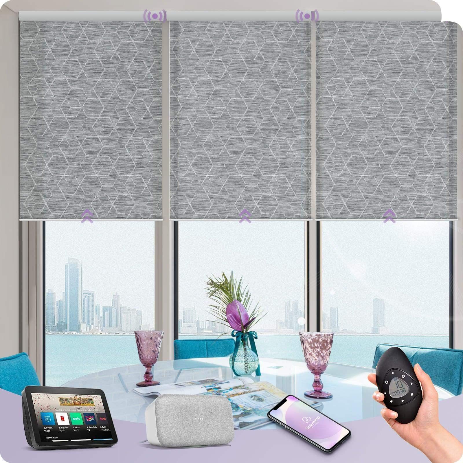 Graywind Motorized Solar Roller Shades | 1%-5% Openness | Customizable