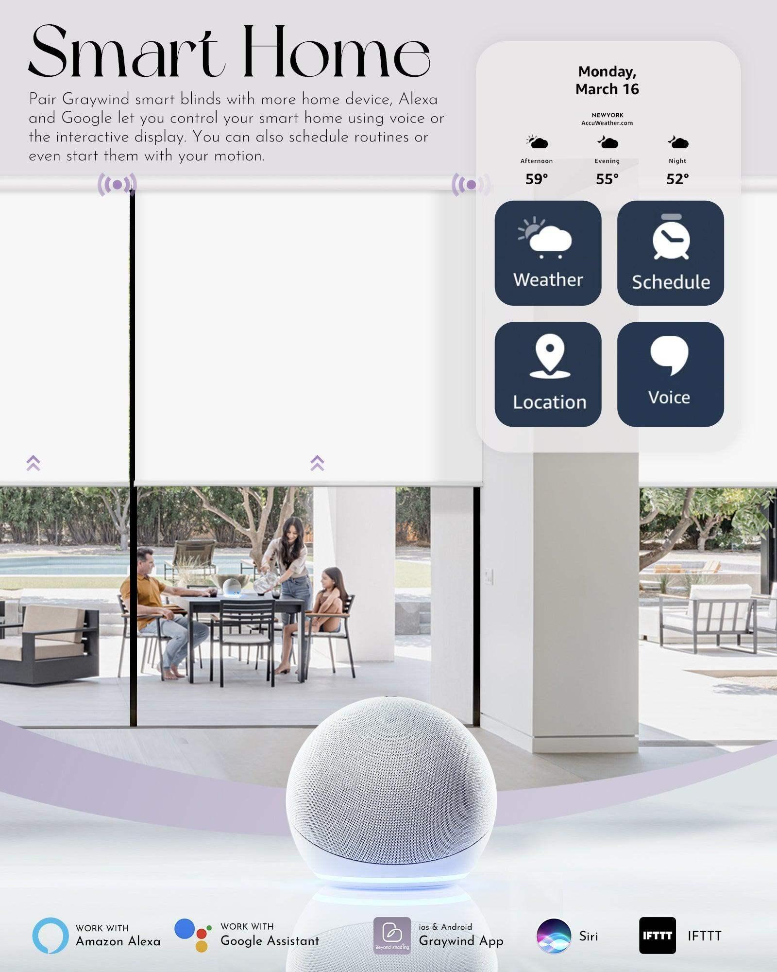 Graywind Motorized Solar Roller Shades | 1%-5% Openness | Customizable