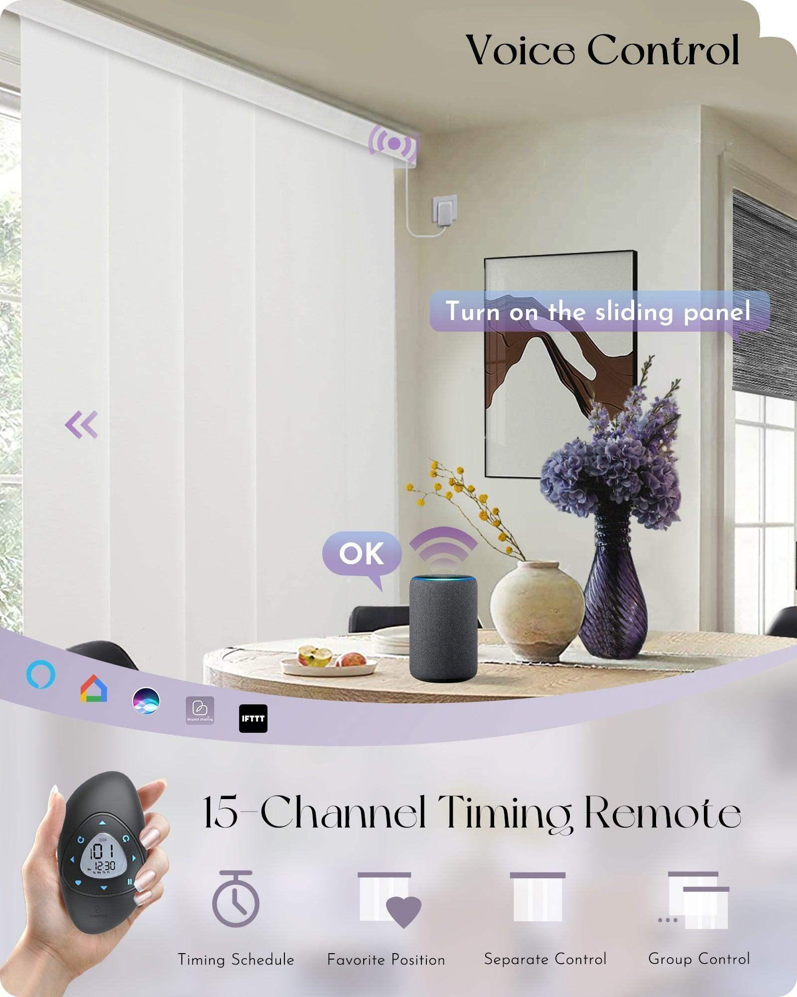 Graywind Motorized Light Filtering Panel Track Blinds | Textured Series | Custom Width to 177"