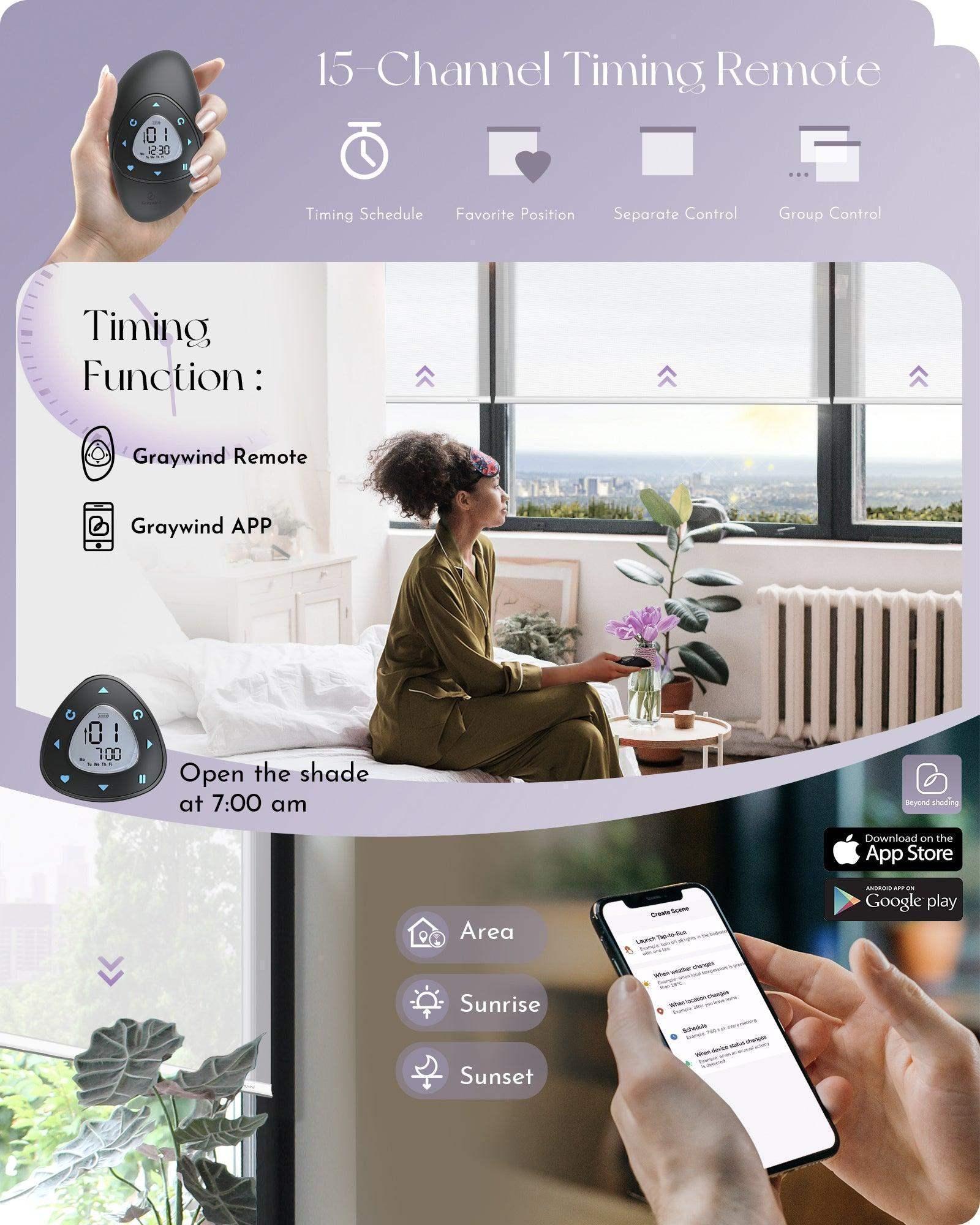 Graywind Motorized Light Filtering Roller Shades | Sheer Series | Customizable