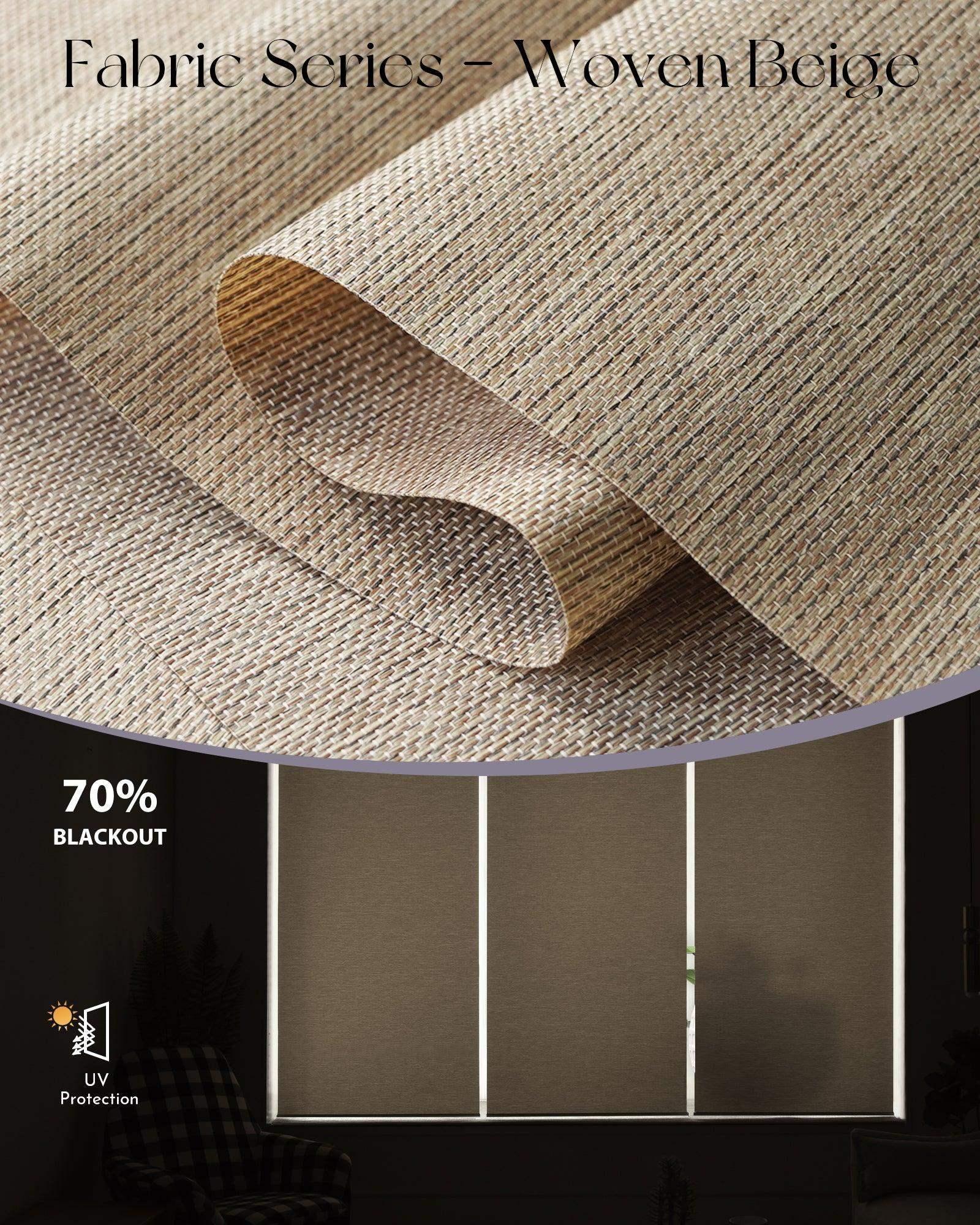 High-quality light filtering fabrics, diffuse exterior sunlight to reduce glare when add privacy. Prevent direct light, give room a warm glow. Ideal for bedroom, living room, and patio sliding door etc.