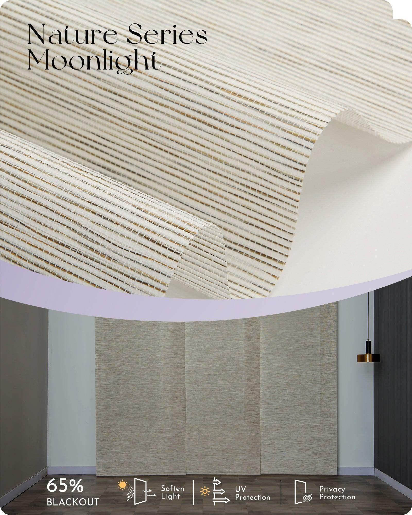 Graywind Motorized Light Filtering Panel Track Blinds | Natural Series | Custom Width to 177"