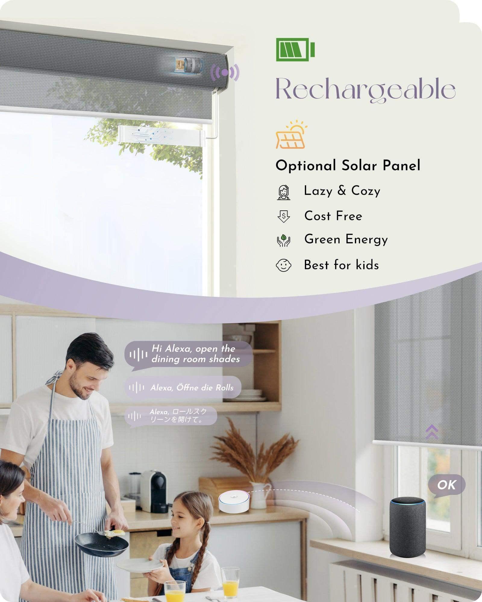 Graywind Motorized Solar Roller Shades | 1%-5% Openness | Customizable