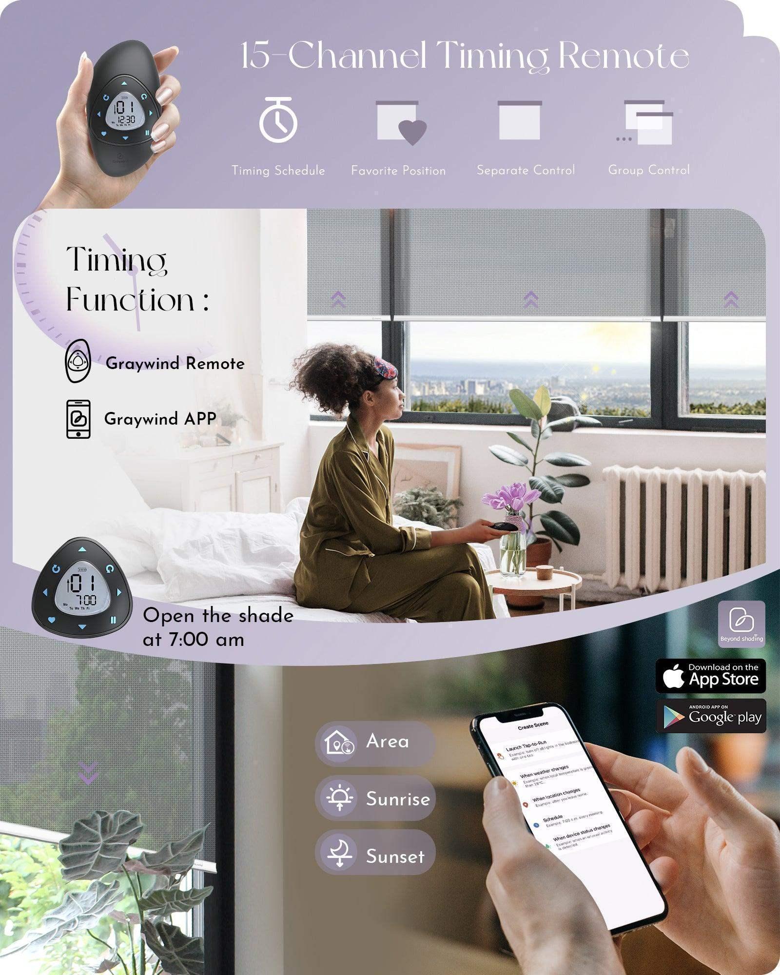 Graywind Motorized Solar Roller Shades | 1%-5% Openness | Customizable