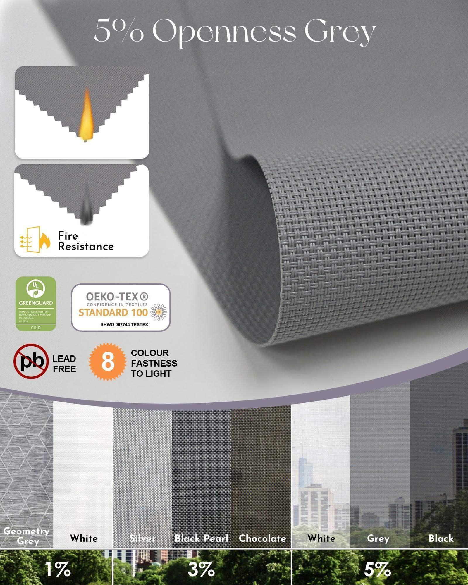 Graywind Motorized Solar Roller Shades | 1%-5% Openness | Customizable