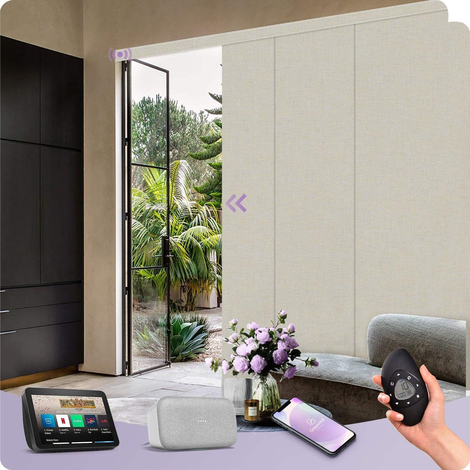 Graywind Motorized Blackout Panel Track Blinds | Fabric Series | Custom Width to 177"