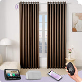 Graywind Motorized Smart Curtain with Roman Rod| Light Filtering- Satin Series | Customizable