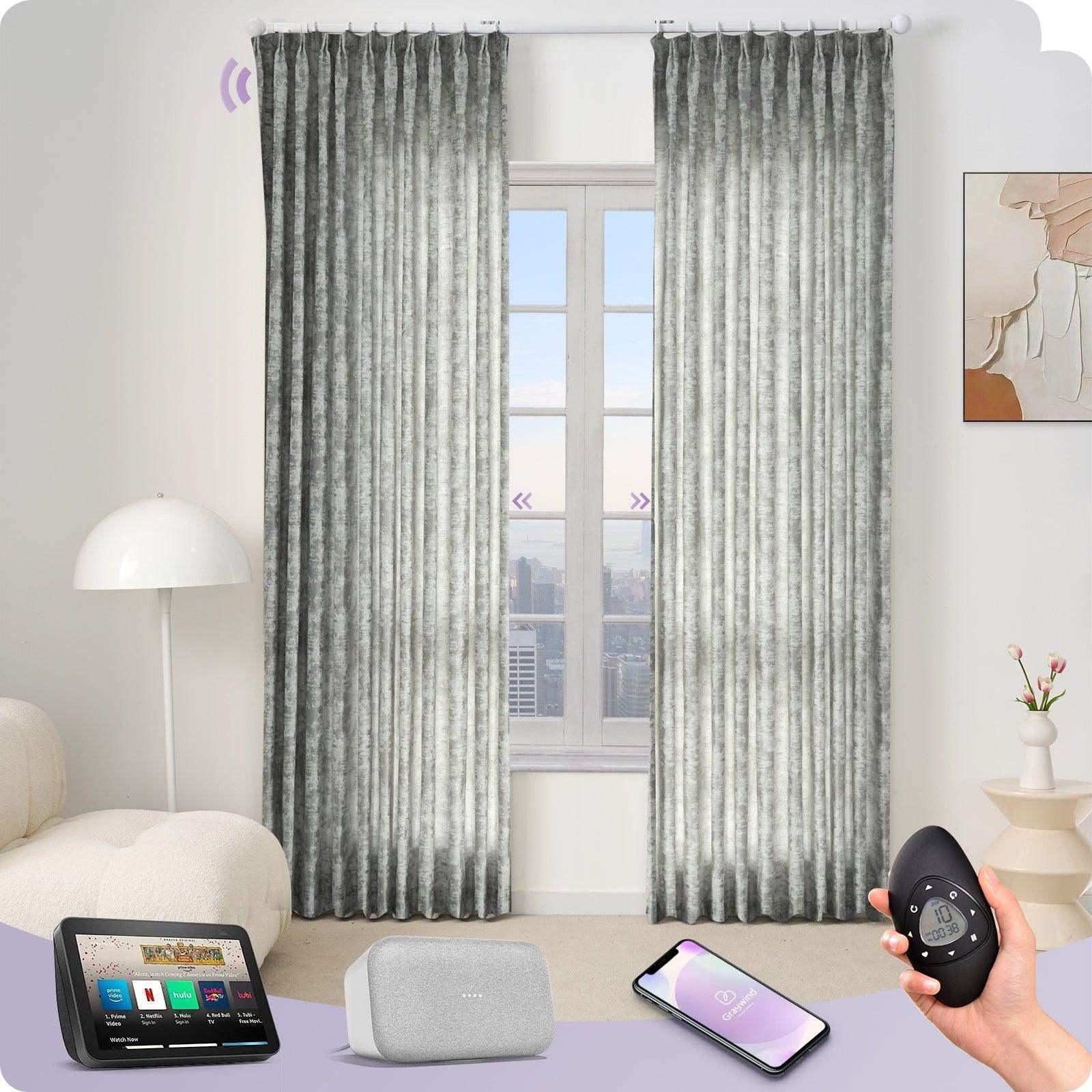 Graywind Motorized Smart Curtain with Roman Rod| Light Filtering- Designed Series | Customizable