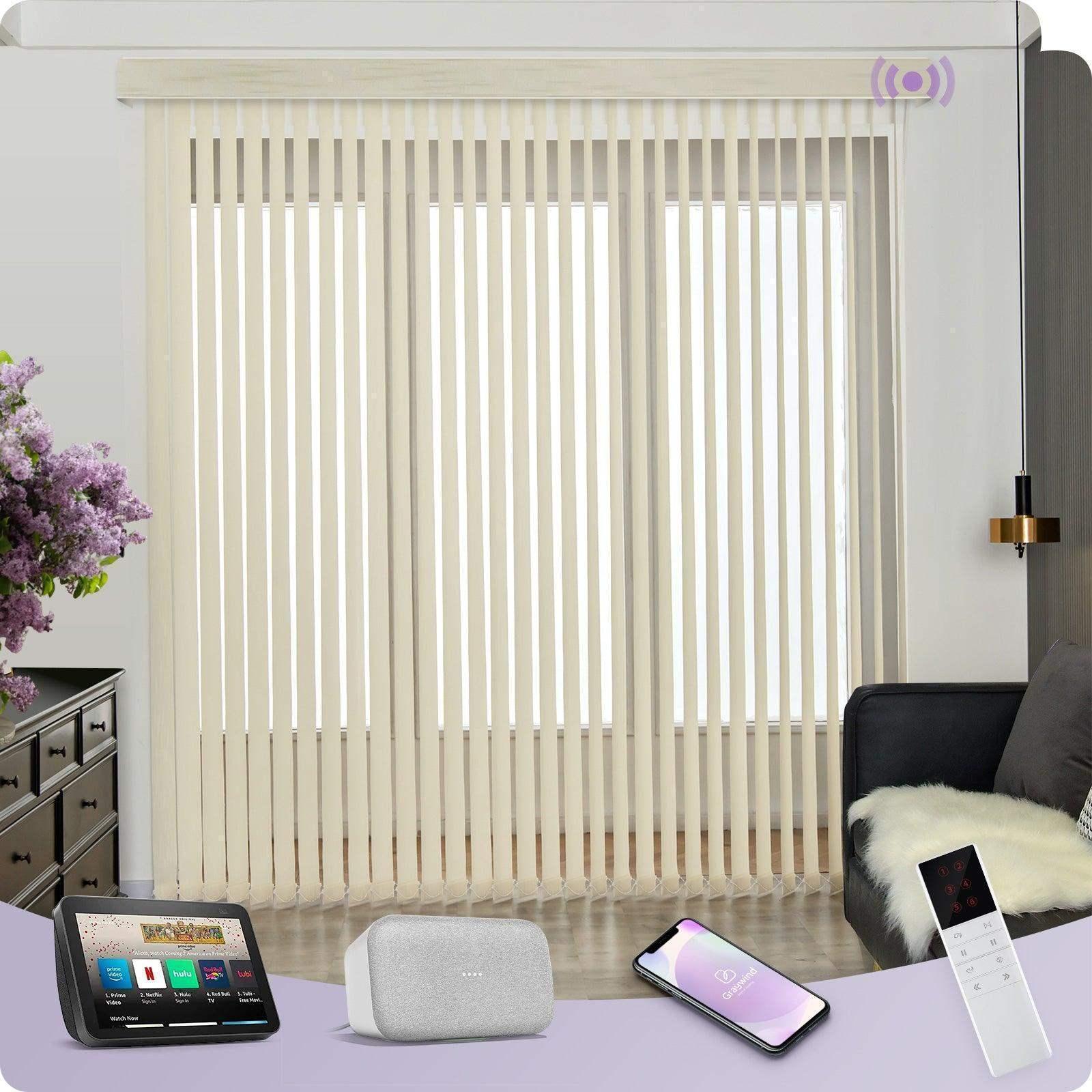 Graywind Smart Vertical Blinds | Light Filtering Textured Series | Customizable