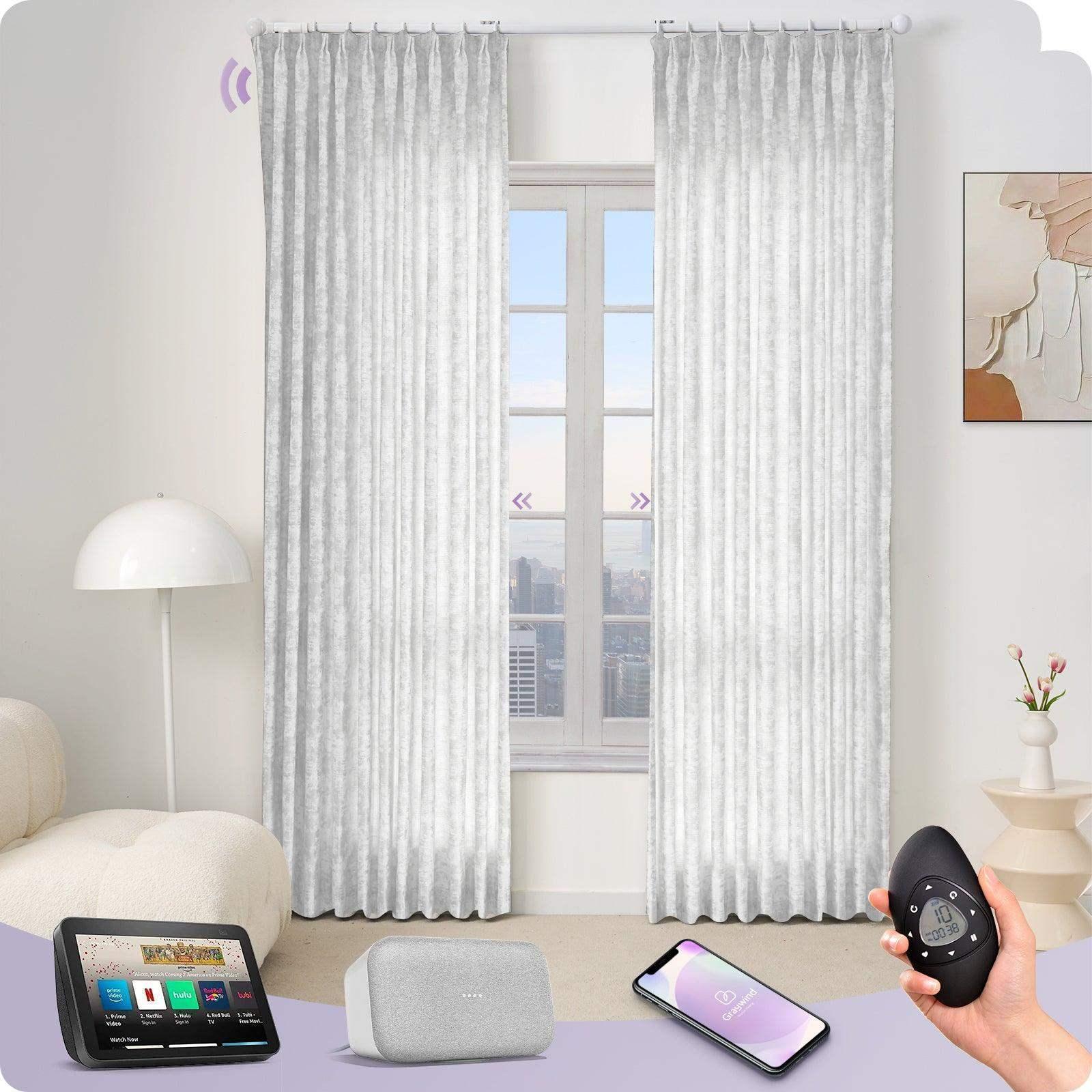 Graywind Motorized Smart Curtain with Roman Rod| Light Filtering- Designed Series | Customizable