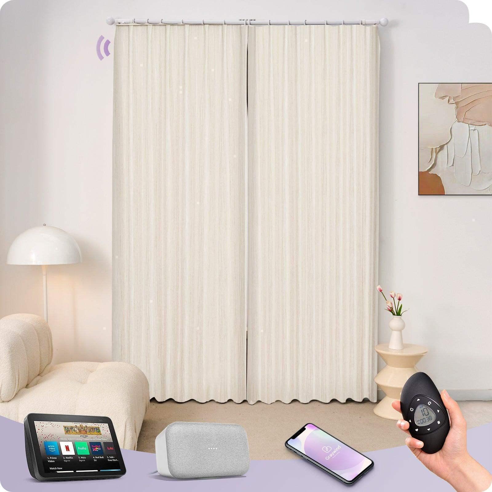 Graywind Motorized Smart Curtain with Roman Rod| Light Filtering- Designed Series | Customizable