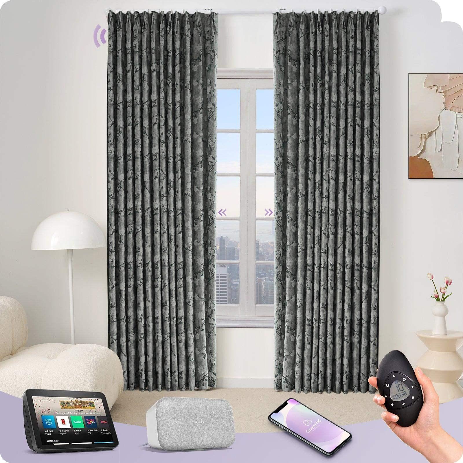 Graywind Motorized Smart Curtain with Roman Rod| Light Filtering- Designed Series | Customizable
