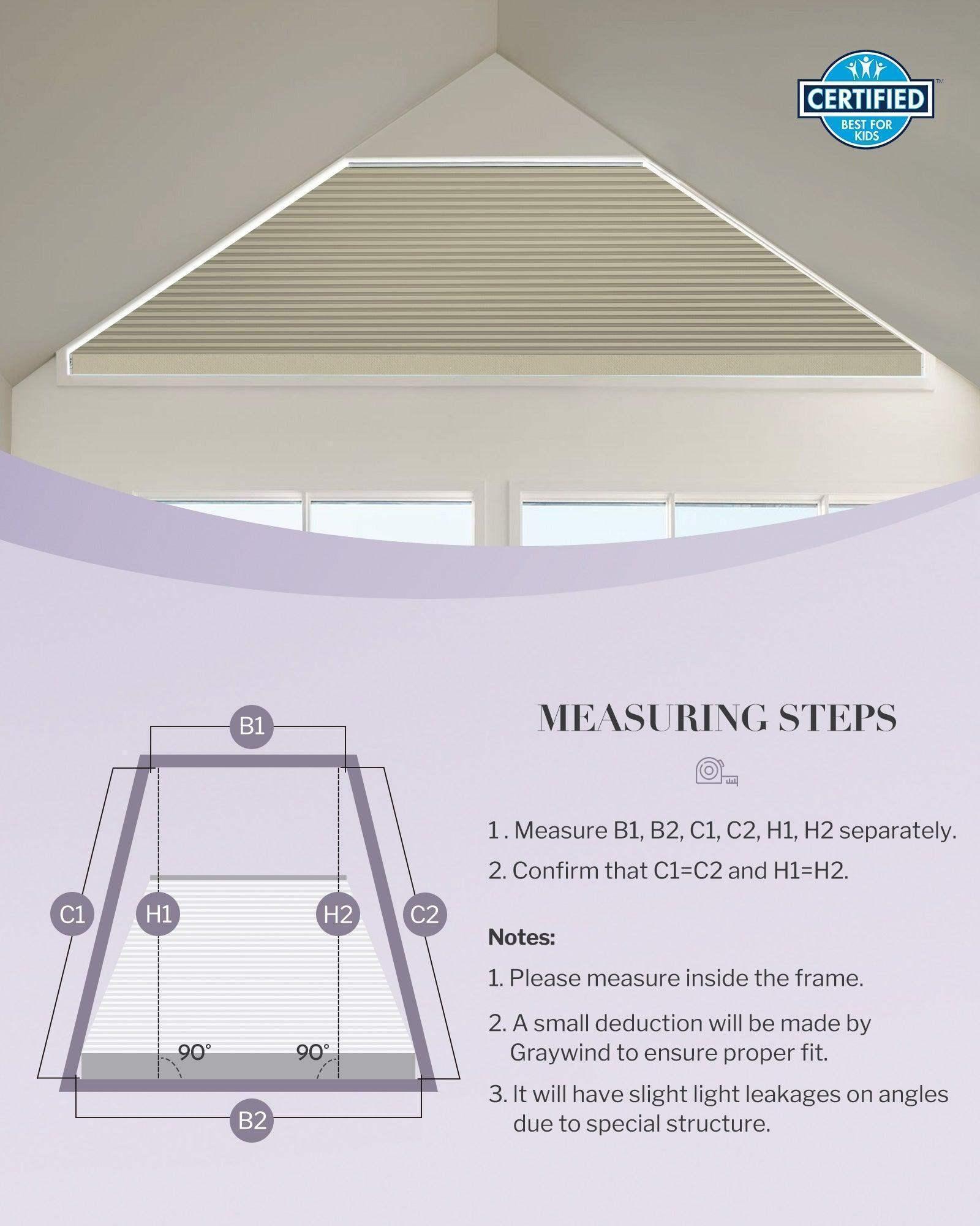 Graywind Rechargeable Motorized Angled Window Shades | Isosceles Trapezoid Window Shades | Customizable