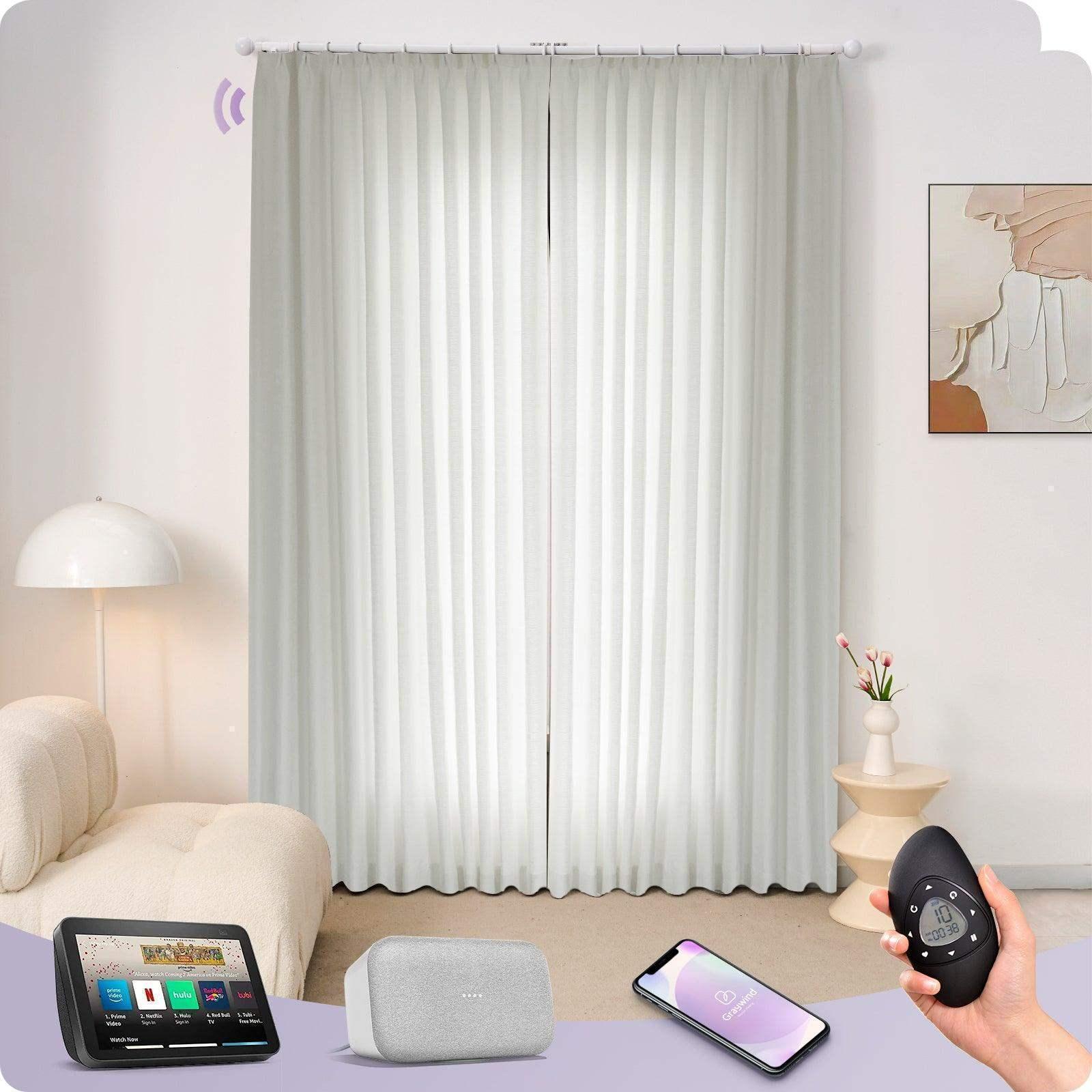 Graywind Motorized Smart Curtain with Roman Rod| Light Filtering- Designed Series | Customizable