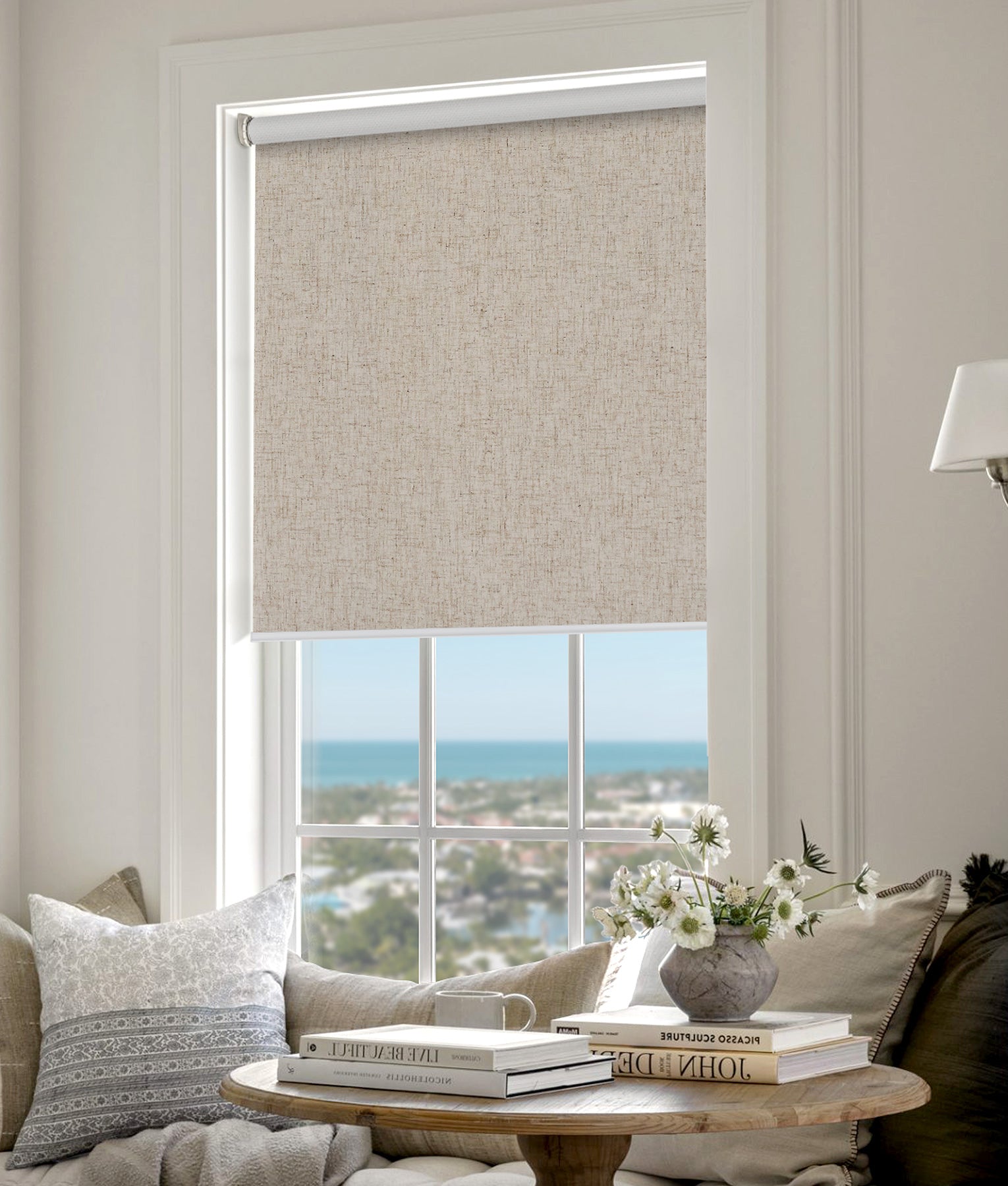 Room with No Drill roller shades