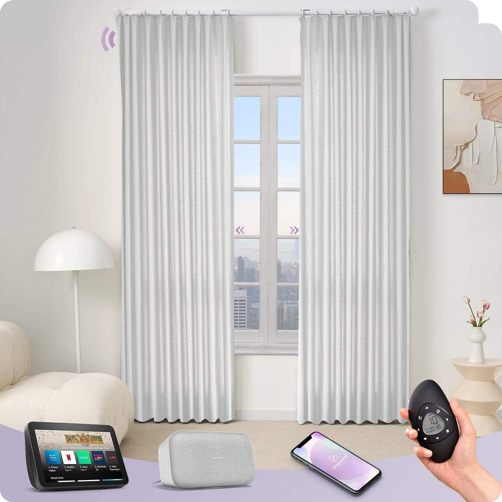 Graywind Motorized Smart Curtain with Roman Rod| Light Filtering- Designed Series | Customizable