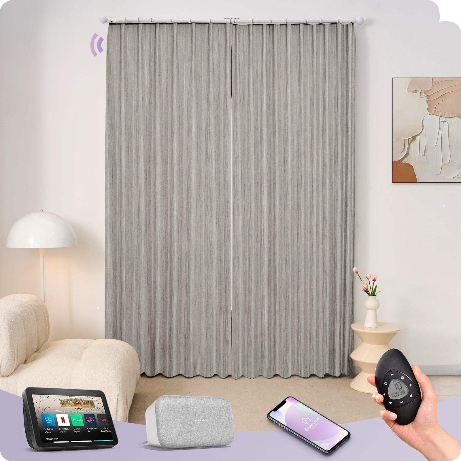 Graywind Motorized Smart Curtain with Roman Rod| Light Filtering- Designed Series | Customizable