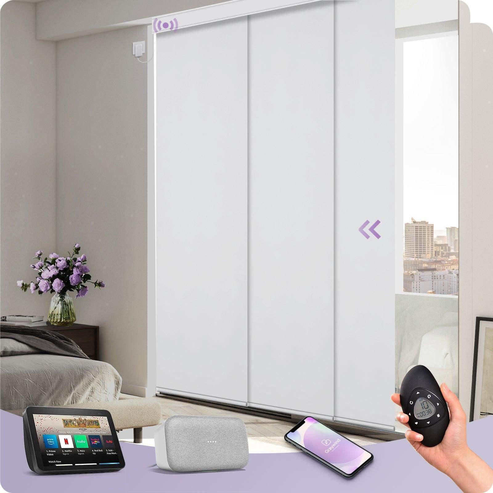 Graywind Motorized Blackout Panel Track Blinds | Fabric Series | Custom Width to 177"