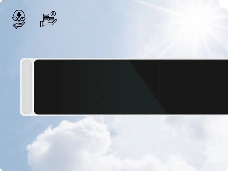 Solar panel on a light blue background