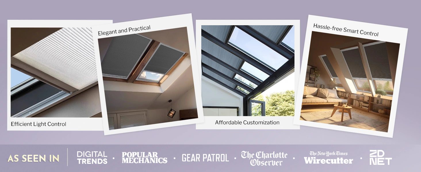 Promotional image of skylights with text on efficiency, customization, and control.