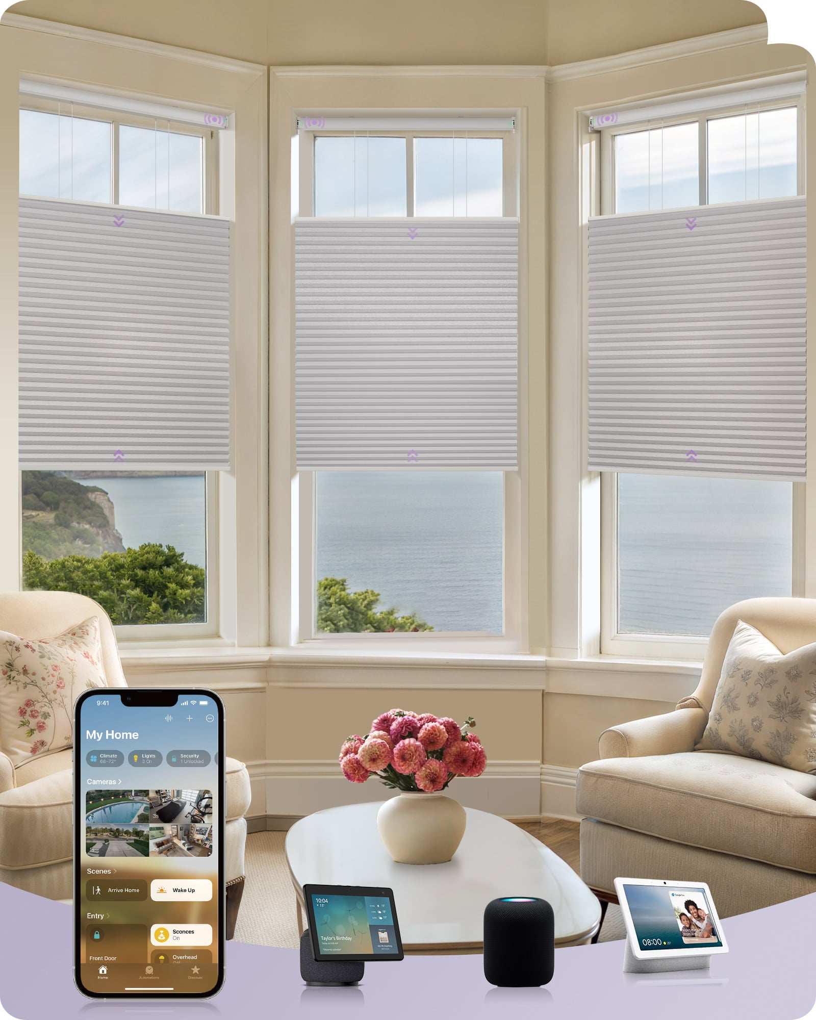 coulisse top down bottom up celluar blackout pearl white color