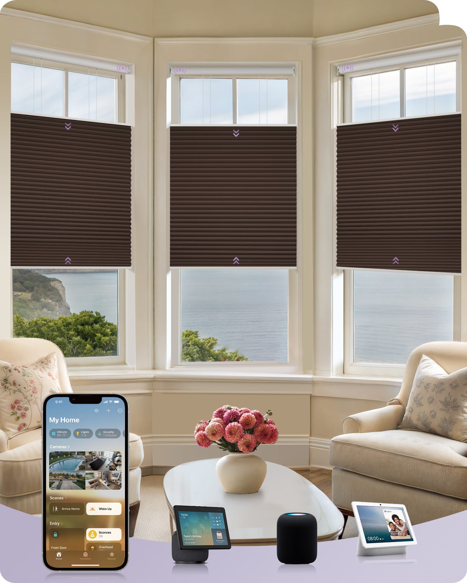 coulisse top down bottom up celluar blackout coffee color