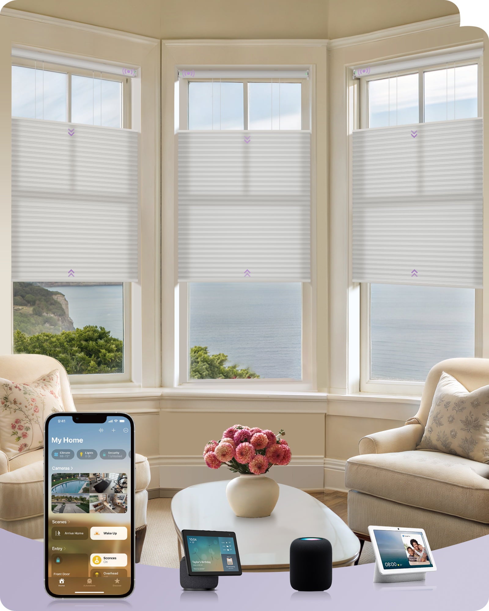 coulisse top down bottom up celluar dimout pearl white color