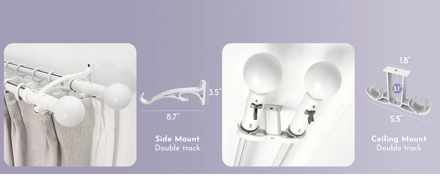 Details of the accessories for Roman Rod Curtain.