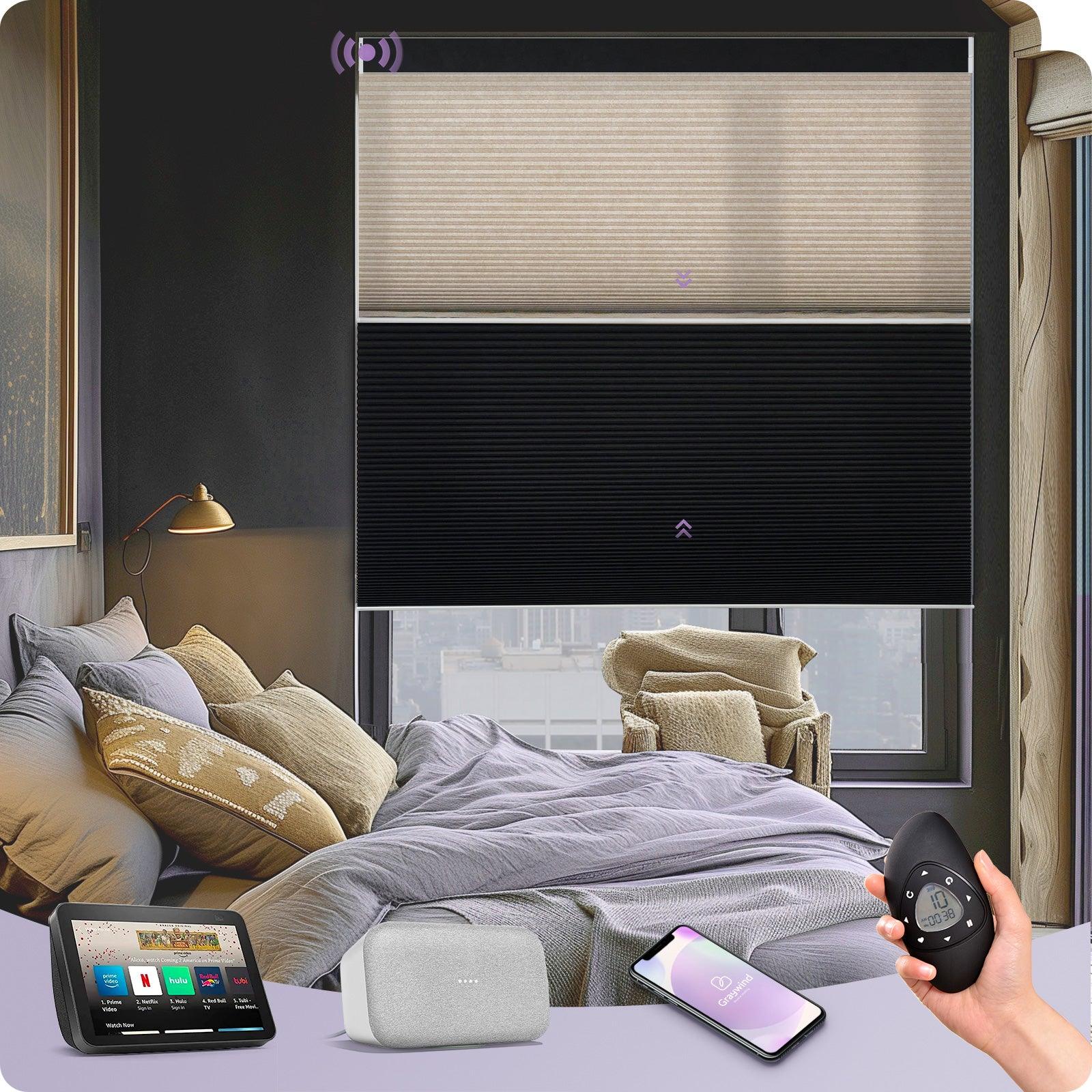 Graywind Motorized Day and Night Cellular Shades | Blackout Series | Customizable
