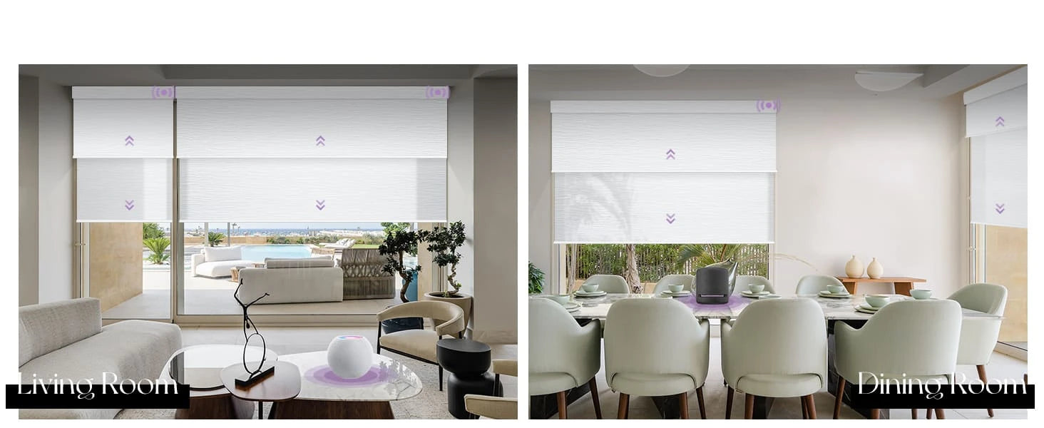 Two views of a Dual Roller Shades in different rooms.
