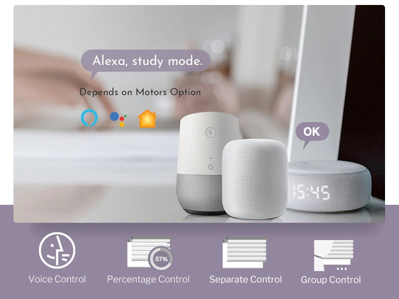 Smart home devices with Alexa integration on a desk