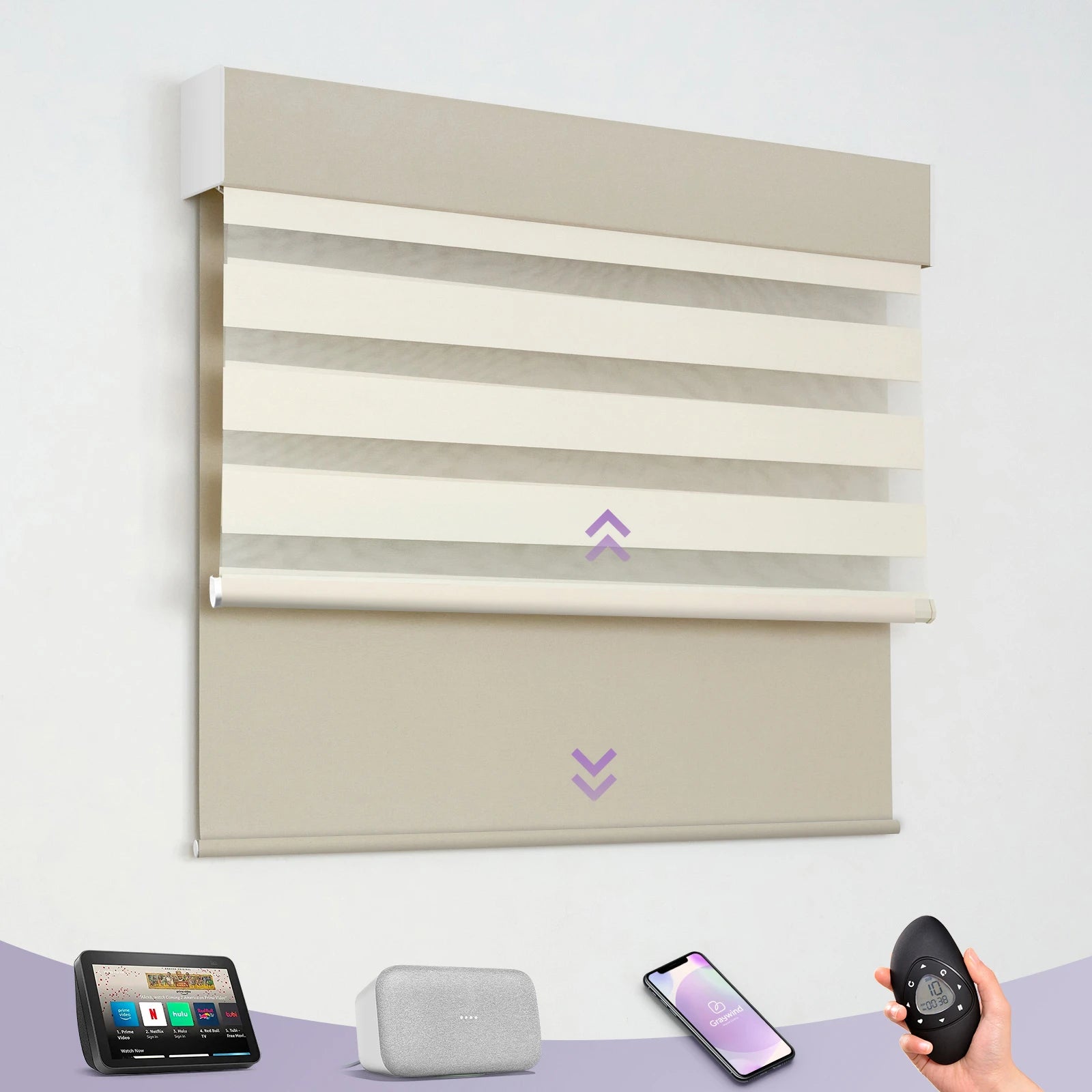 Graywind Motorized Dual Shades | Double Zebra Shades | Customizable