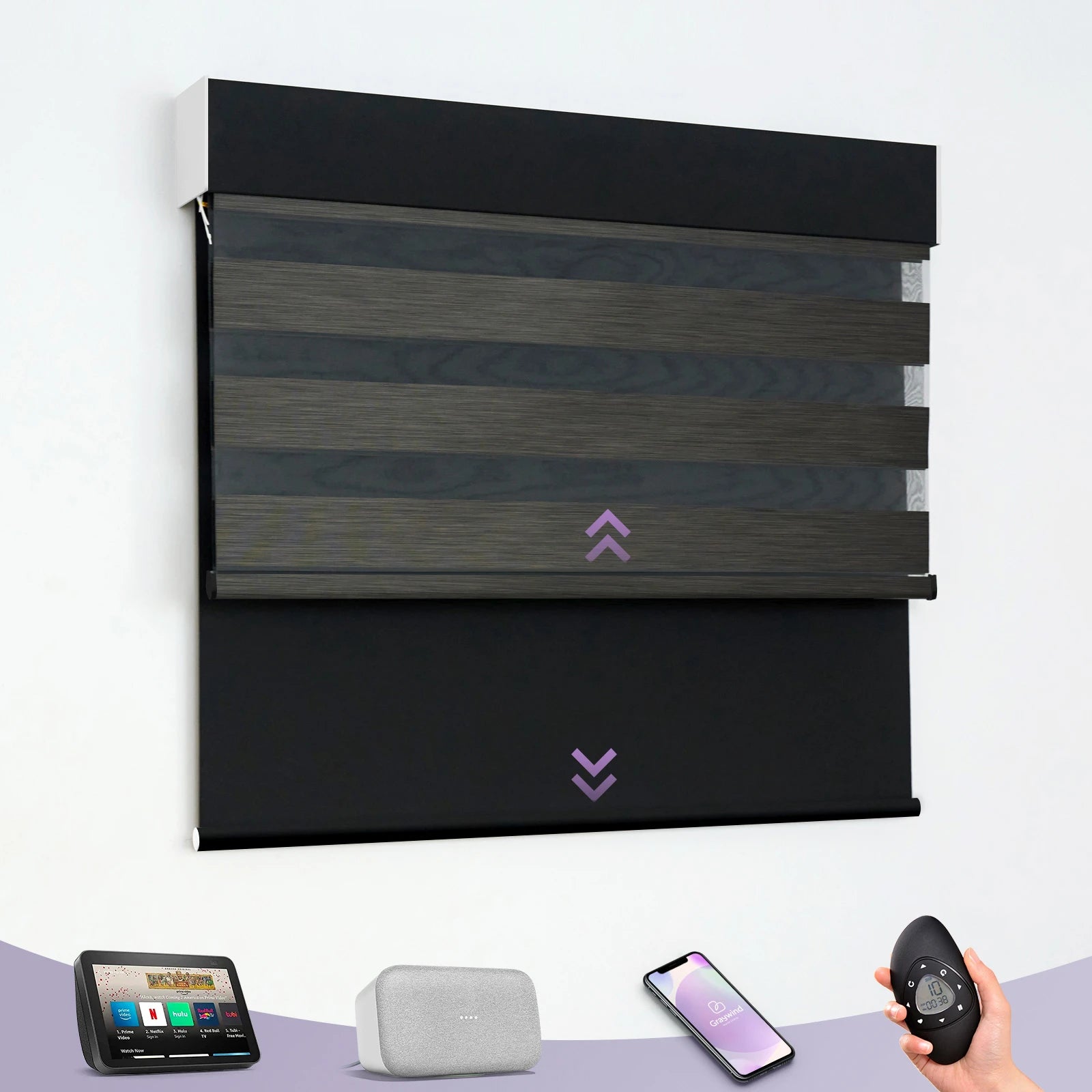 Graywind Motorized Dual Shades | Double Zebra Shades | Customizable