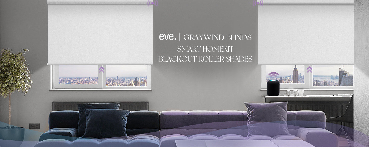 Roller Shades with eve motor in a bedroom.