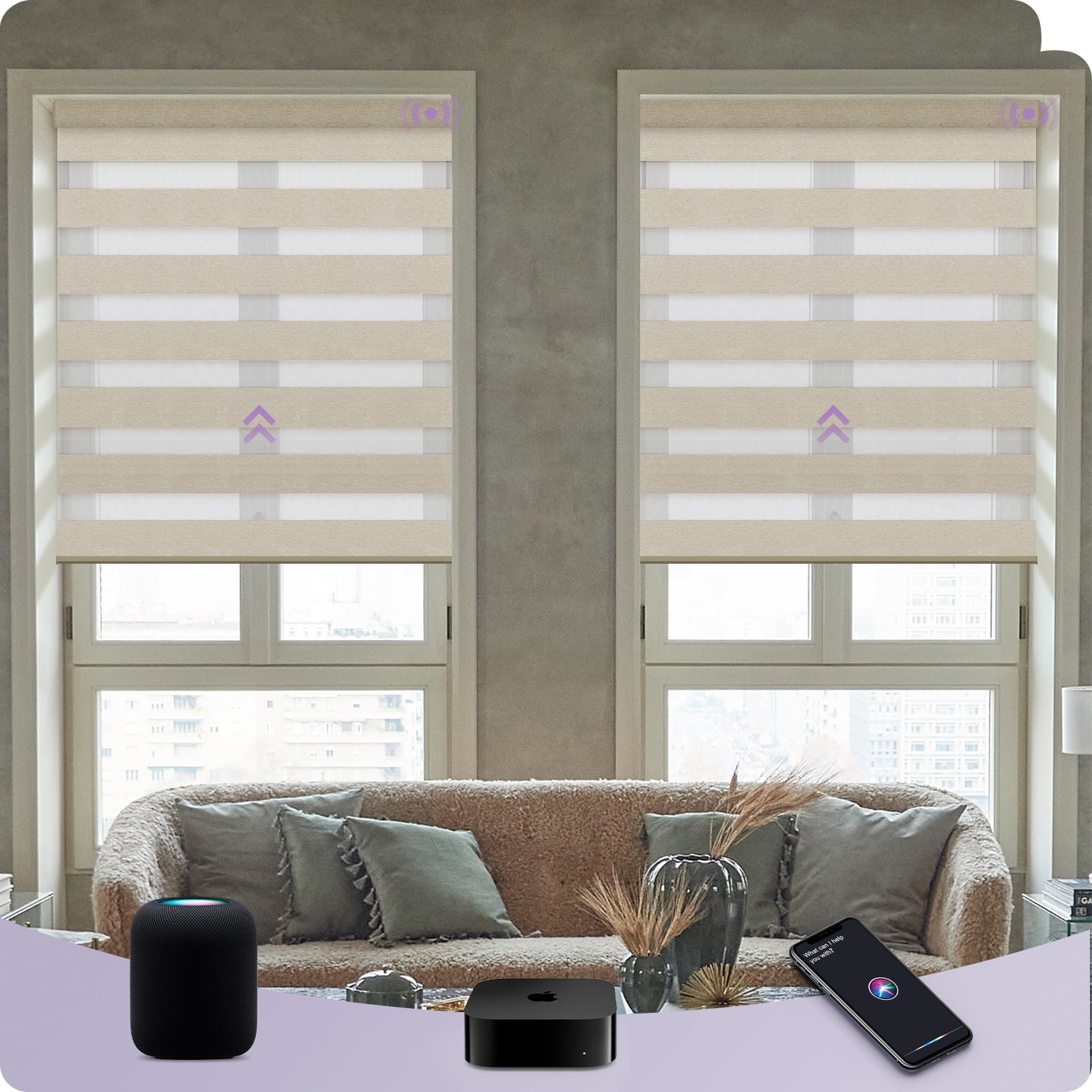 Graywind Smart EVE-HomeKit Motorized Zebra Blinds