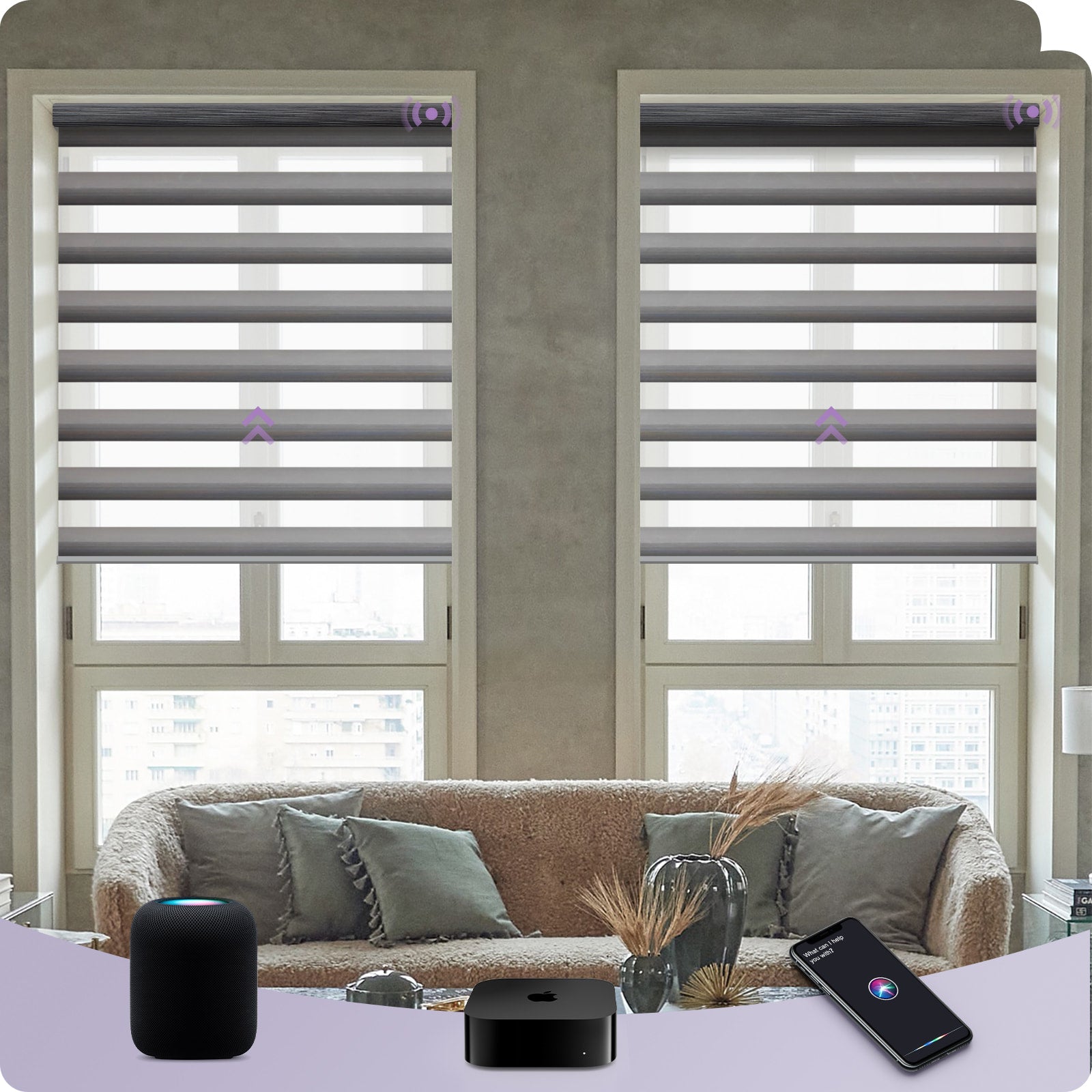 Graywind Smart EVE-HomeKit Motorized Zebra Blinds