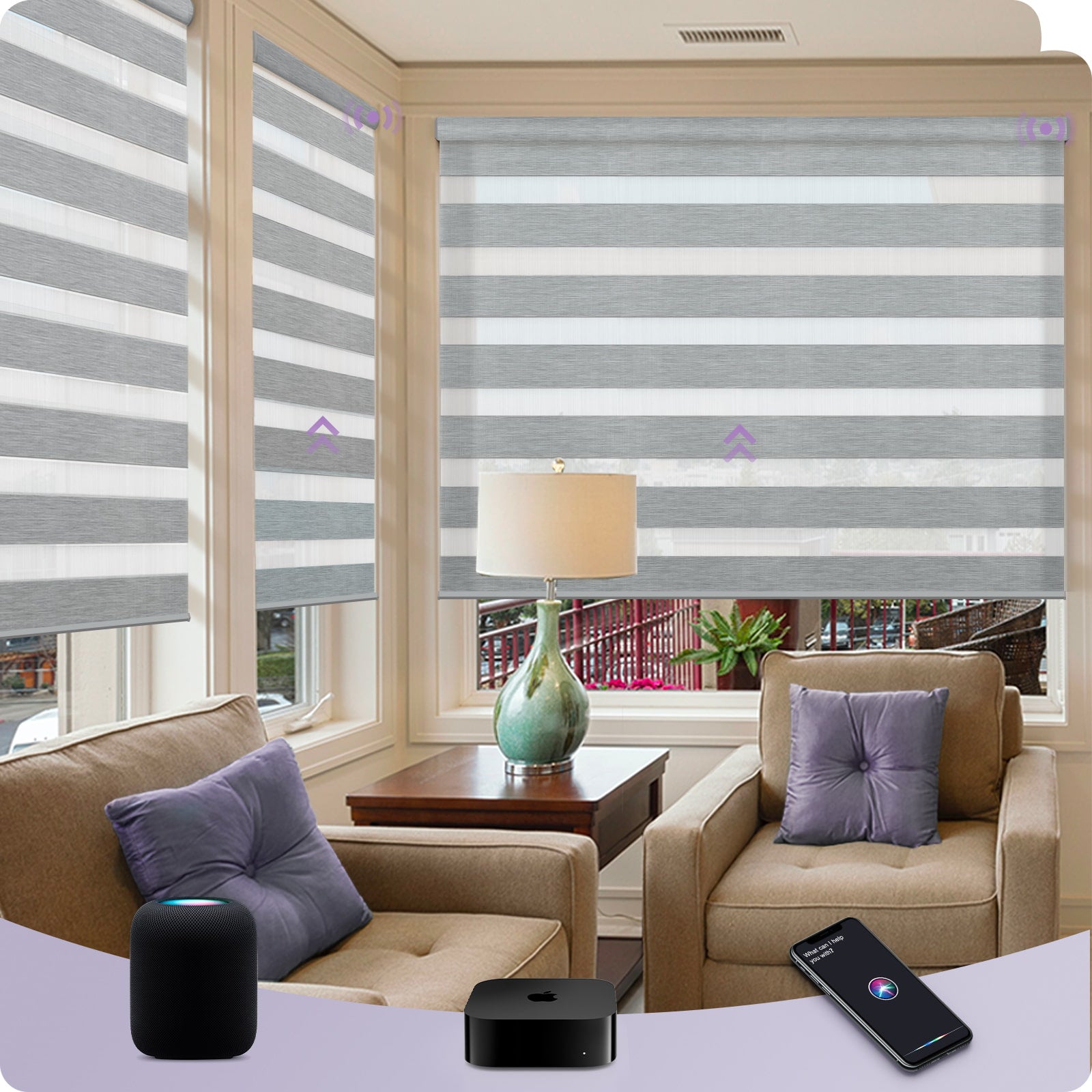 Graywind Smart EVE-HomeKit Motorized Zebra Blinds