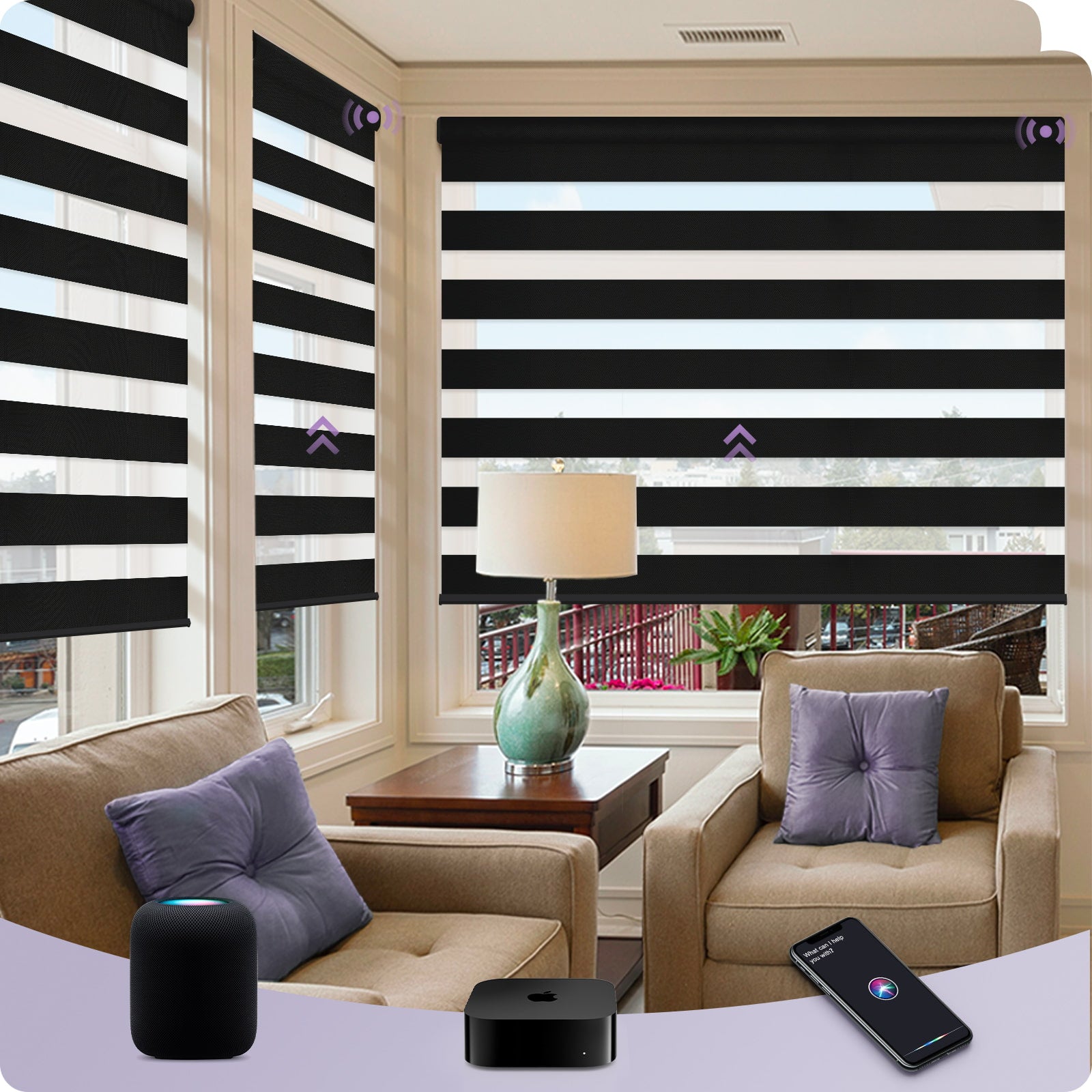 Graywind Smart EVE-HomeKit Motorized Zebra Blinds