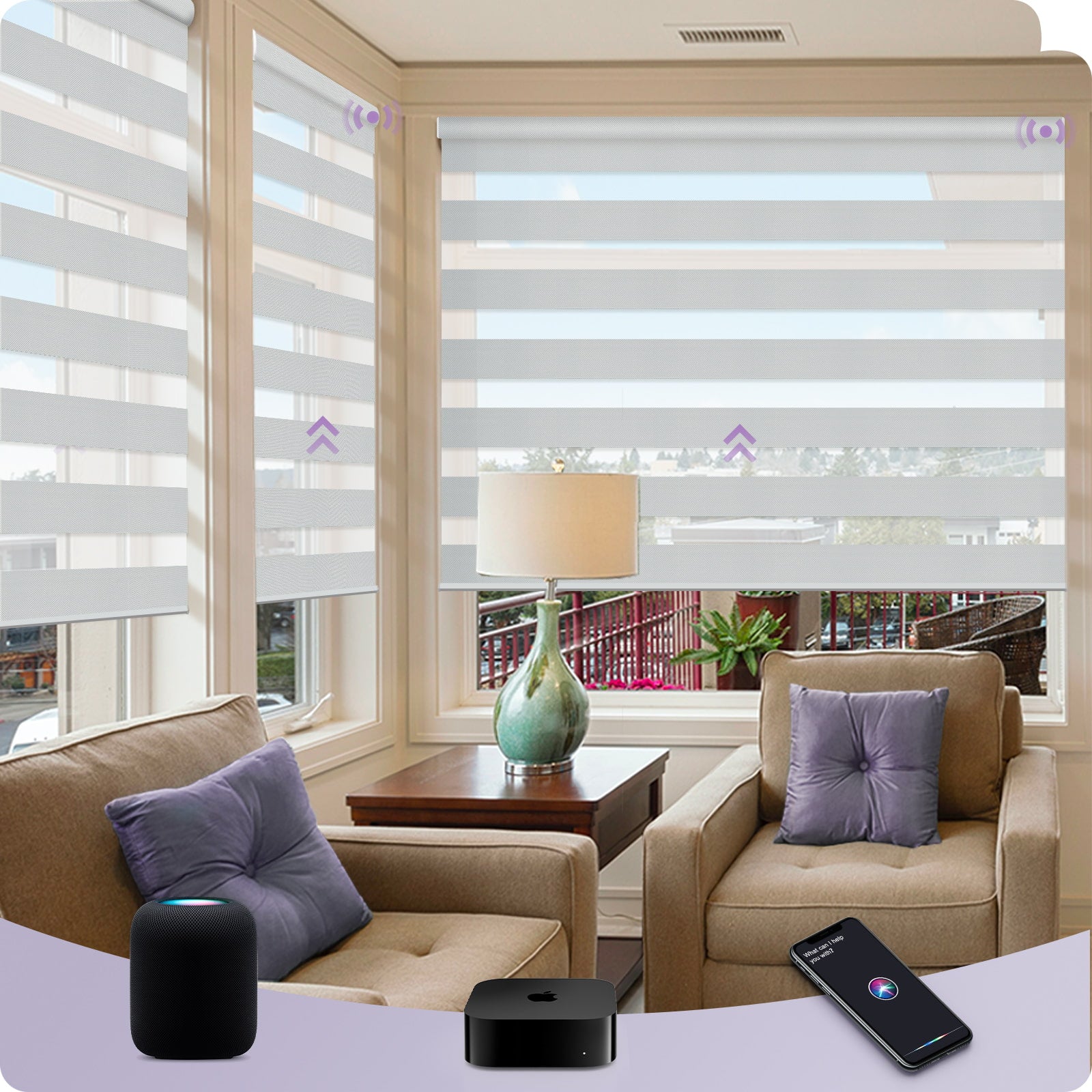 Graywind Smart EVE-HomeKit Motorized Zebra Blinds