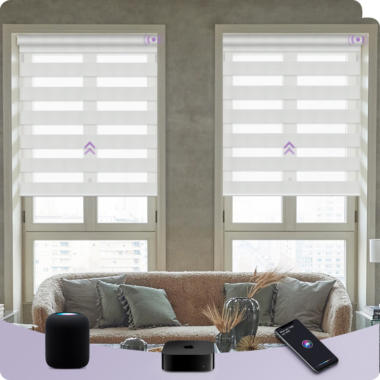 Graywind Smart EVE-HomeKit Motorized Zebra Blinds