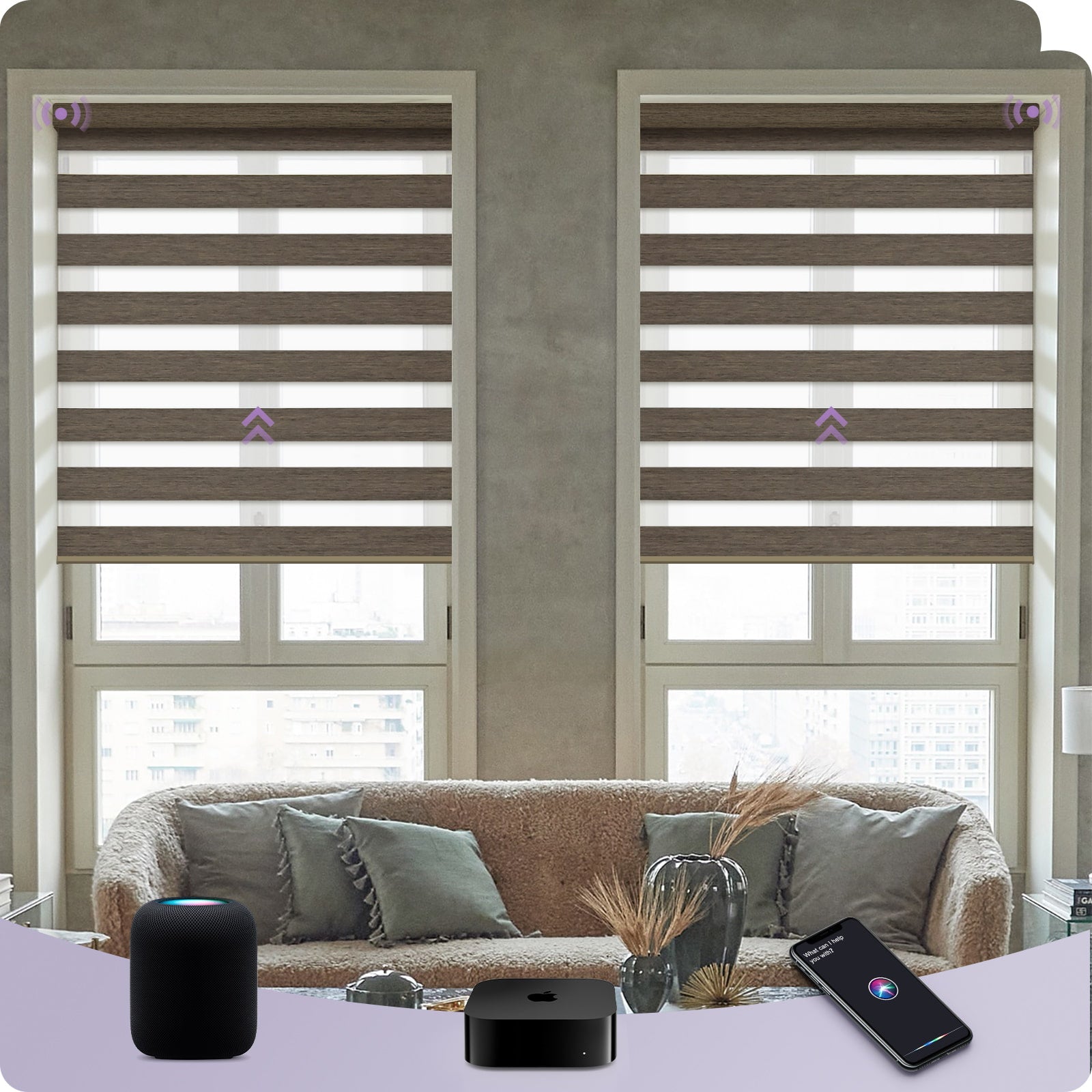 Graywind Smart EVE-HomeKit Motorized Zebra Blinds