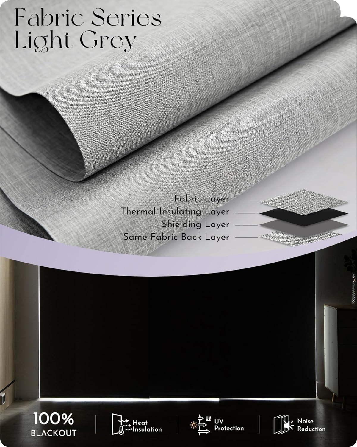 Graywind Motorized Blackout Panel Track Blinds | Fabric Series | Custom Width to 177"