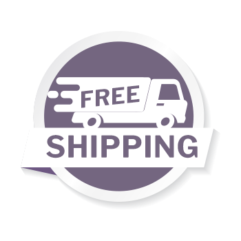 Free shipping icon with a purple truck graphic on a white background