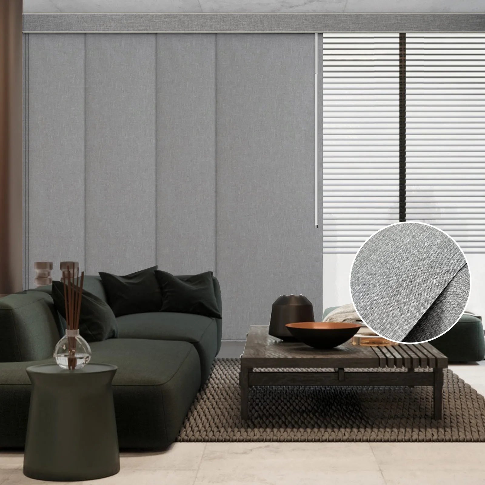 Graywind Manual Panel Track Blinds | Blackout Series | Custom to 153" Width