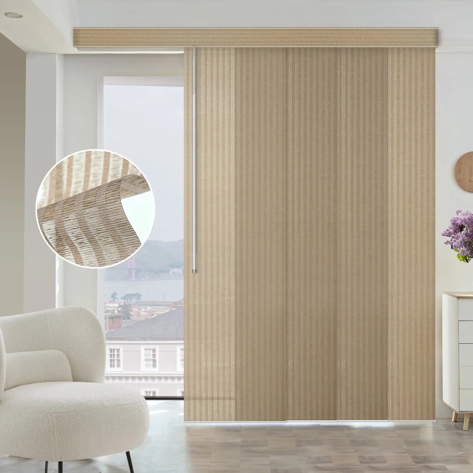 Graywind Manual Panel Track Blinds | Natural Series | Custom to 153" Width