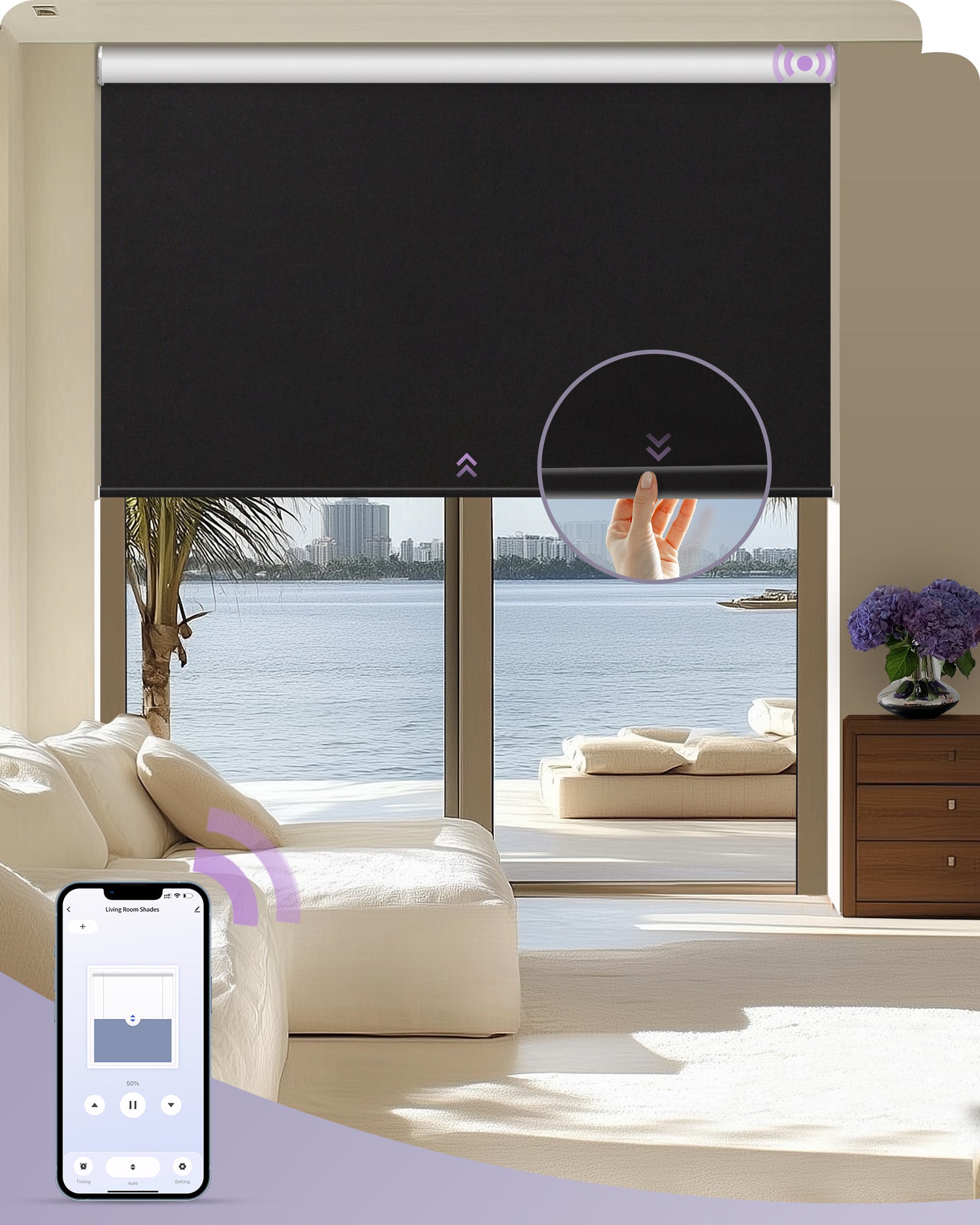 Graywind Manual-Motorized Roller Shades | Manumatic Blinds with Spring System