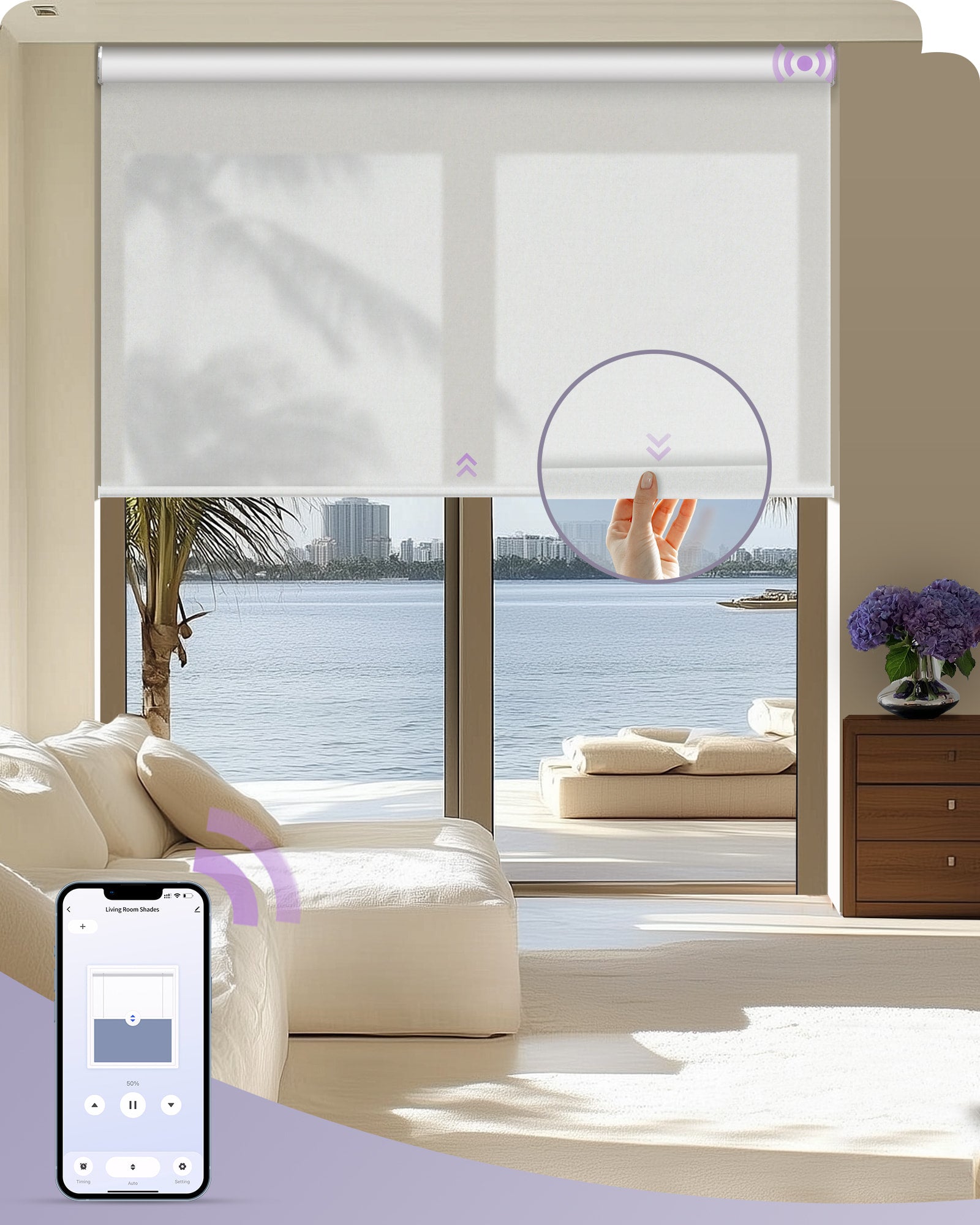 Graywind Manual-Motorized Roller Shades | Manumatic Blinds with Spring System